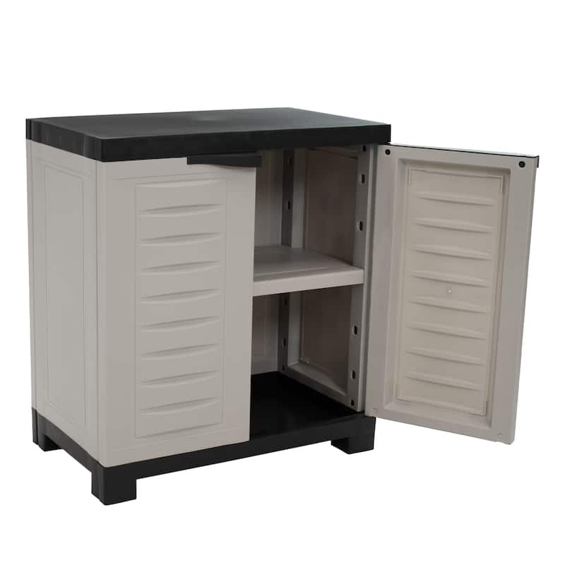 Sunnydaze Plastic Garage Storage Cabinet with Adjustable Shelf