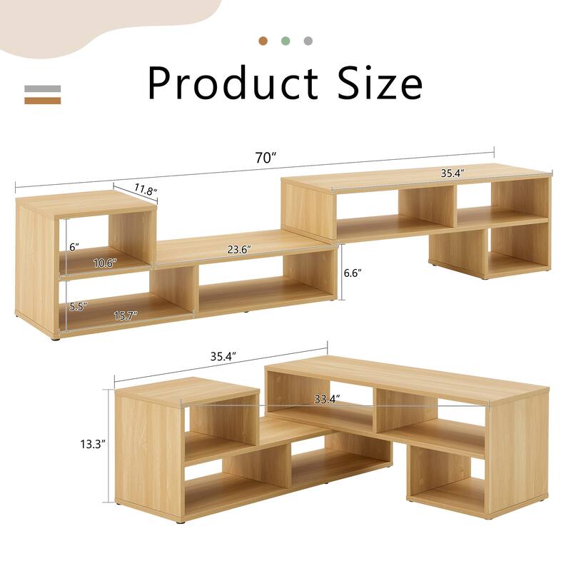 47.2" L-Shaped Modular TV Stand with Adjustable Shelves