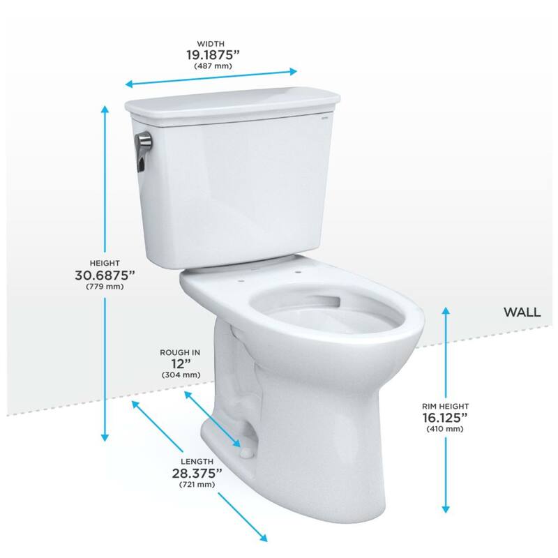 Toto CST786CEFG#01 Drake 1.28 GPF Two Piece Elongated Chair Height Toilet with Left Hand Lever