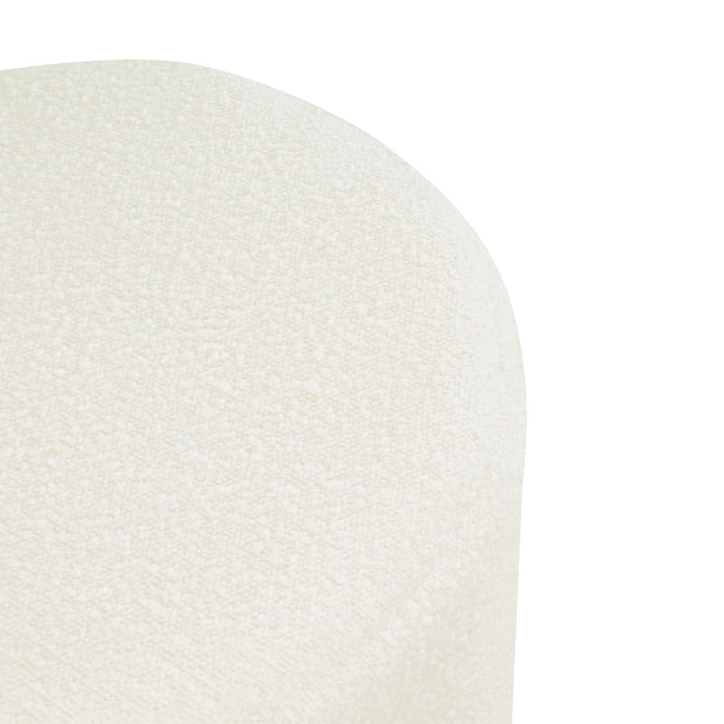 Sem Round Accent Ottoman, Cream White Chanel Stitched Boucle 18 Inch