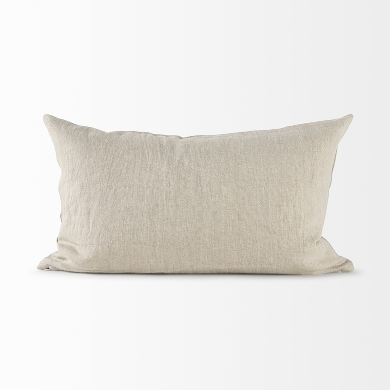 HomeRoots Beige And White Leaf Pattern Lumbar Pillow Cover