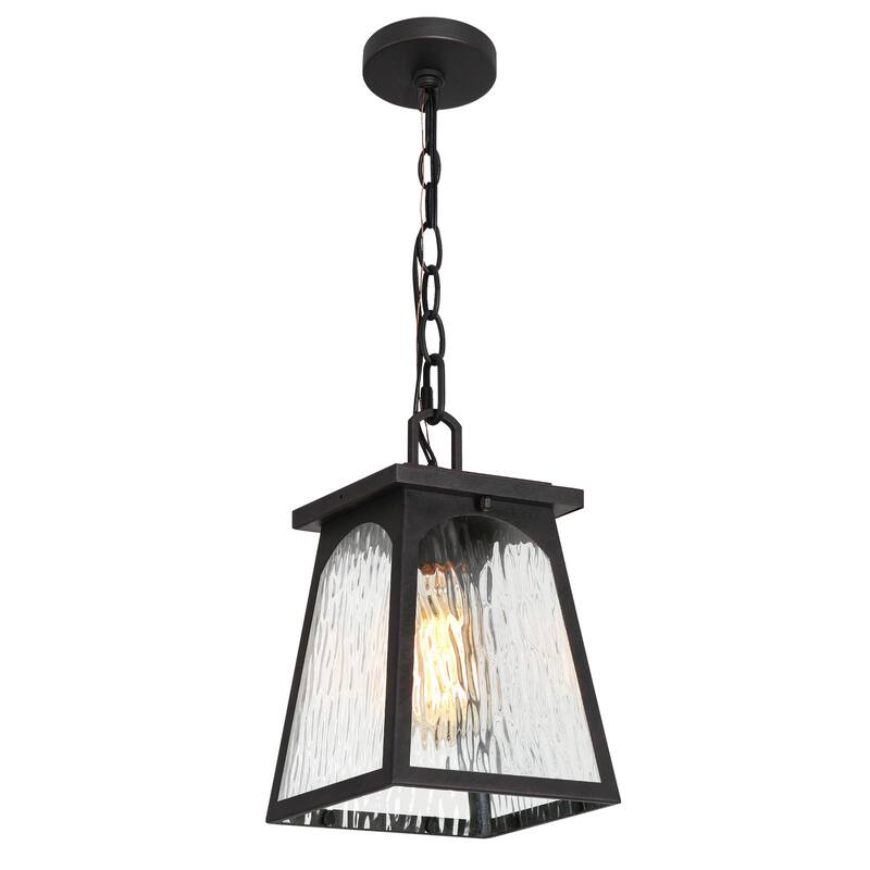 Modern Farmhouse Outdoor Pendant Rippled Glass Lantern Pendant Light