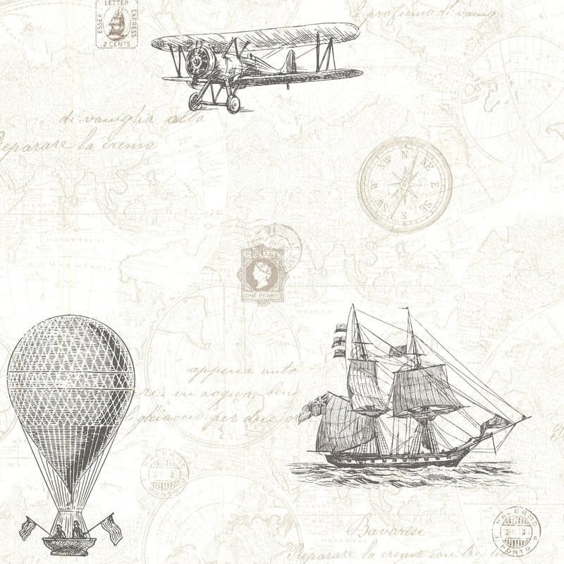 Explorer Fog Antique Map Wallpaper - 20.5in x 396in x 0.025in