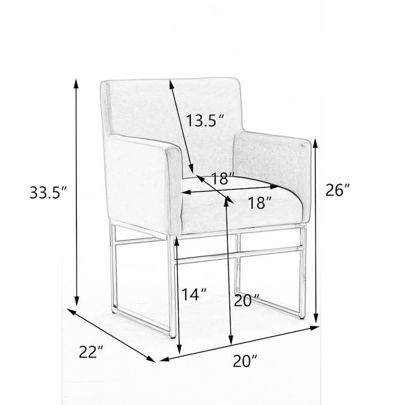 SEYNAR Modern Velvet Accent Arm Dining Chair Set of 2 with Metal Legs