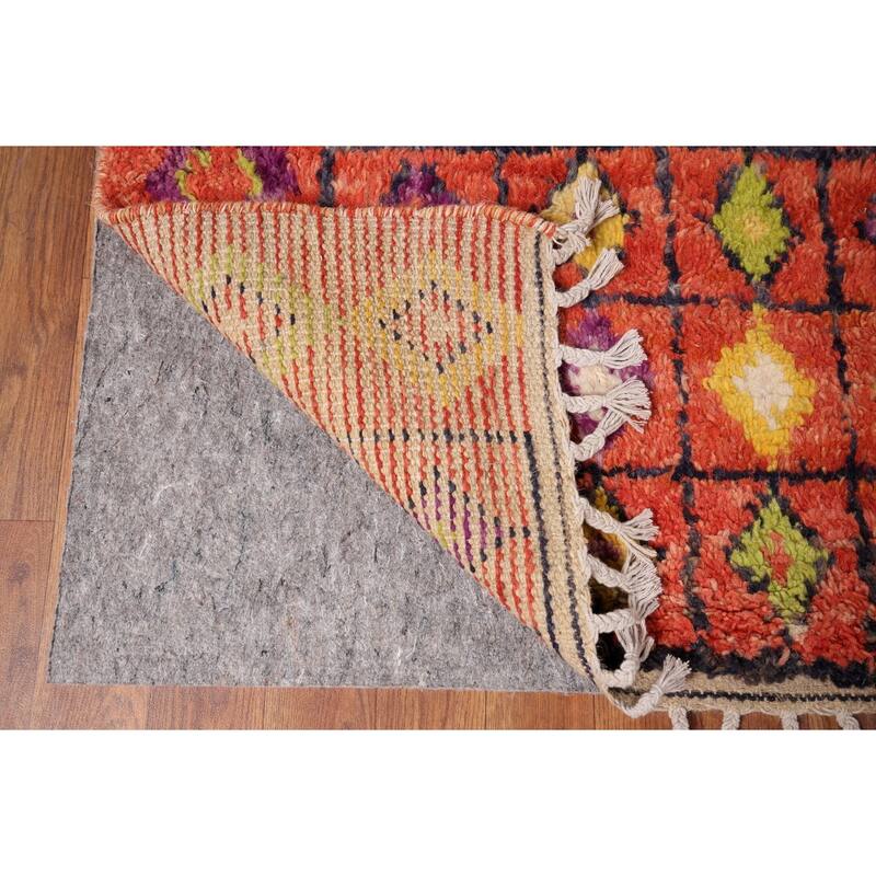 Orange Moroccan Oriental Area Rug Hand-Knotted Wool Carpet - 6'9" x 10'2"