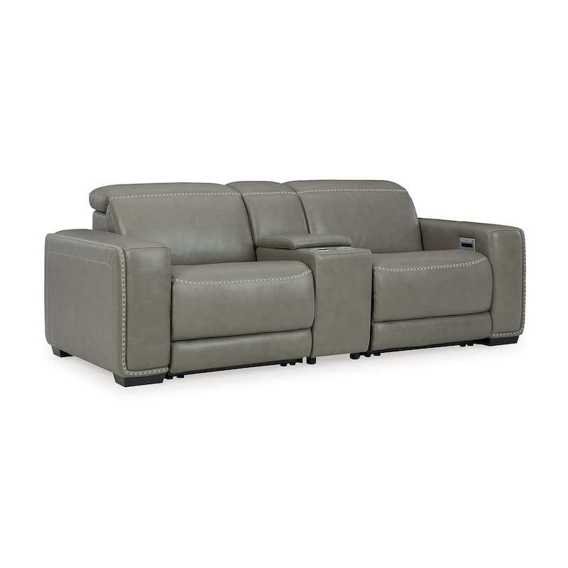 Signature Design by Ashley Correze Gray 3-Piece Power Reclining Sectional Loveseat with Console - 88.5"W x 41"D x 33.25"H