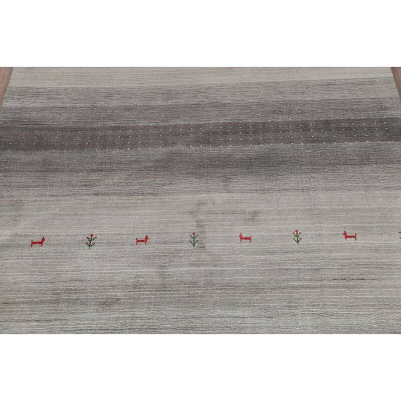 Striped Tribal Gabbeh Oriental Area Rug Handmade Wool Carpet - 5'9"x 8'2"