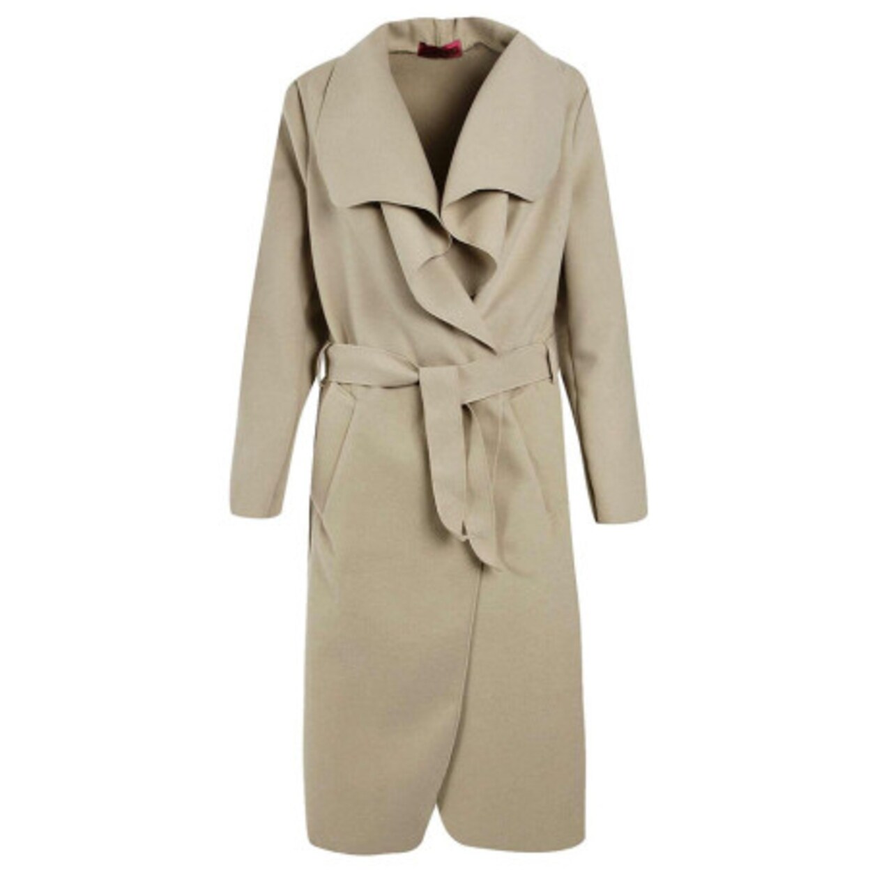 Shop Winter Coat Women Wide Lapel Belt Pocket Wool Blend Coat