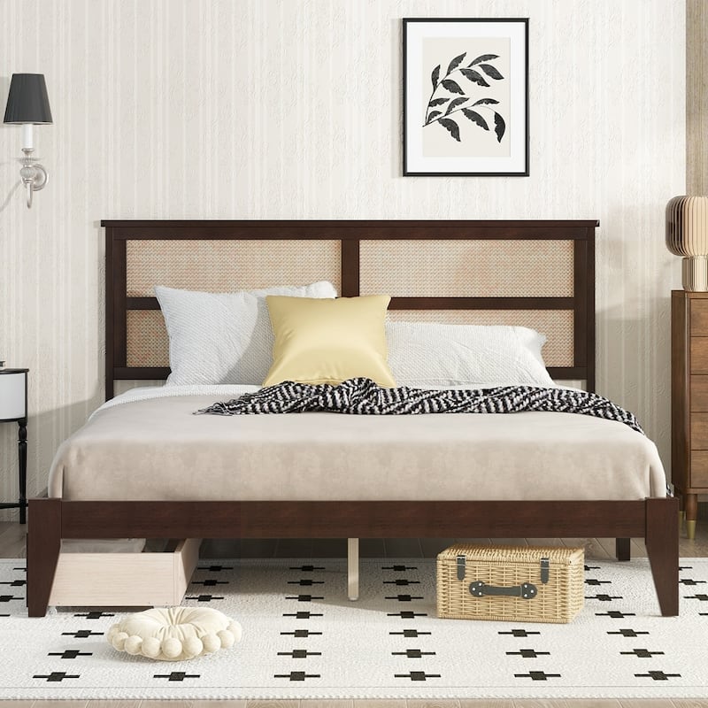 Rubber Wood Bed with Enhanced Support Salts and Feet