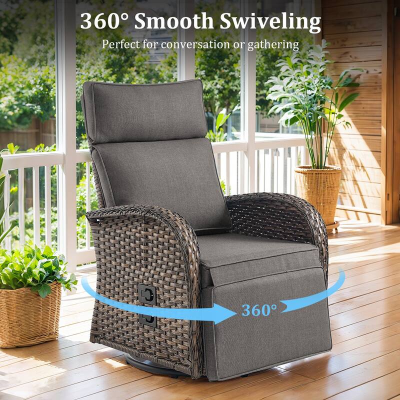 Pocassy Swivel Reclining Chair Lounge Chair with Adjustable Backrest