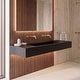 preview thumbnail 151 of 170, Pyramid Solid Surface Wall-Mounted Bathroom Sink 60" No Faucet Hole - Black