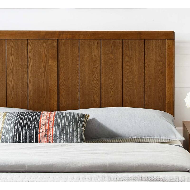 Widman Country Style King Size Walnut Wooden Headboard