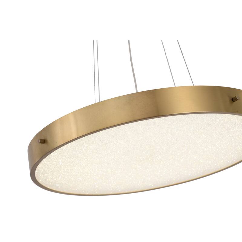 1-Light Brass LED Chandelier With A Clear Acrylic Beaded Diffuser