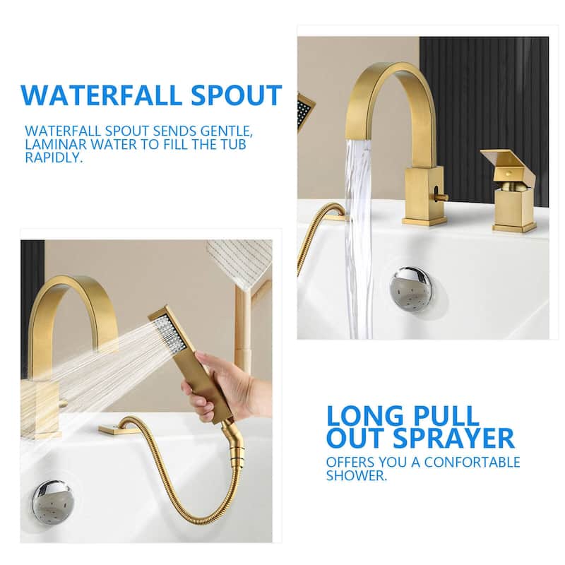 Single Handle Deck Roman Tub Faucets/Filler with Handheld Shower