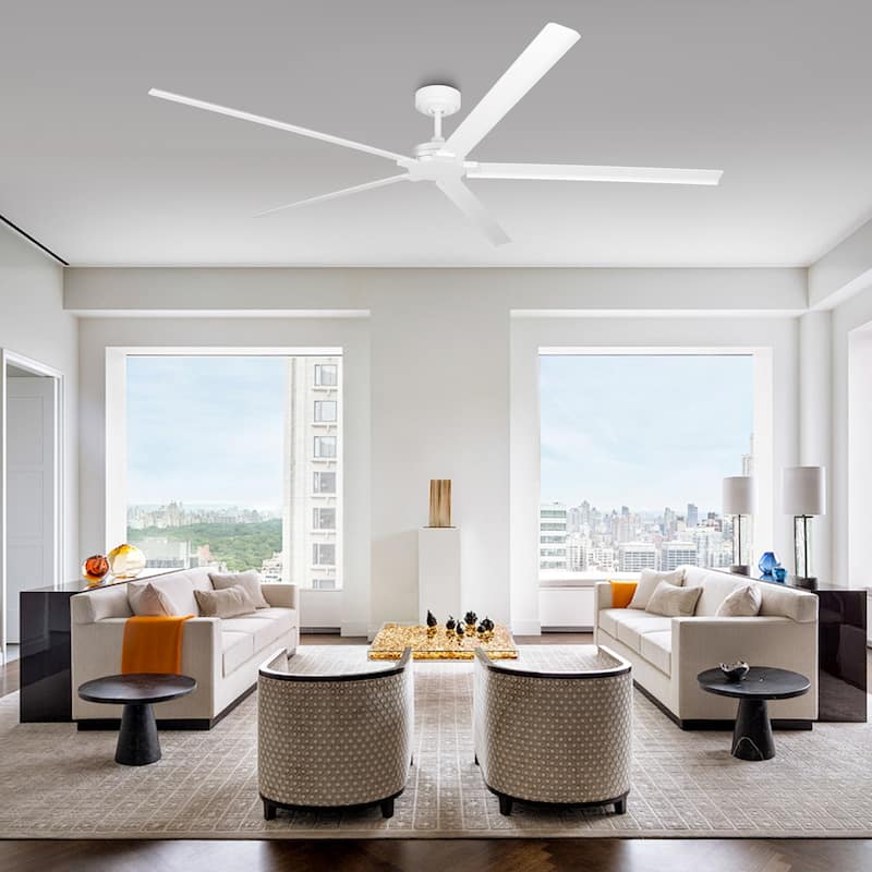 72" Modern White Waterproof Wet Outdoor Large Aluminum Ceiling Fan with Remote