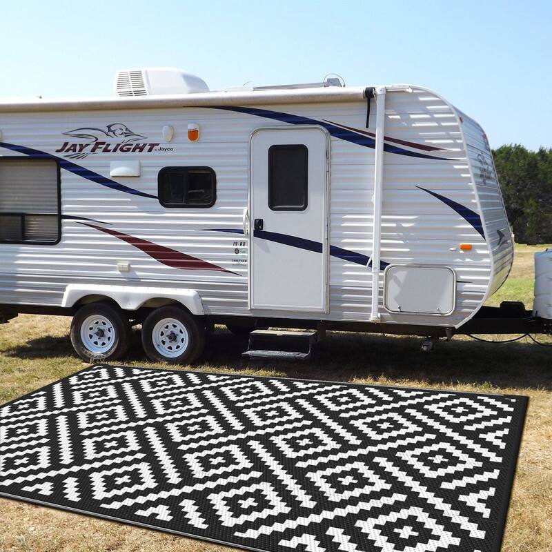 Outdoor Rug for Patio Clearance, Black&White