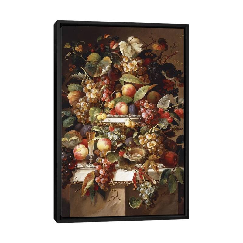 iCanvas "Still Life with Grapes and Peaches," by Charles Baum Framed - Black - 40x26