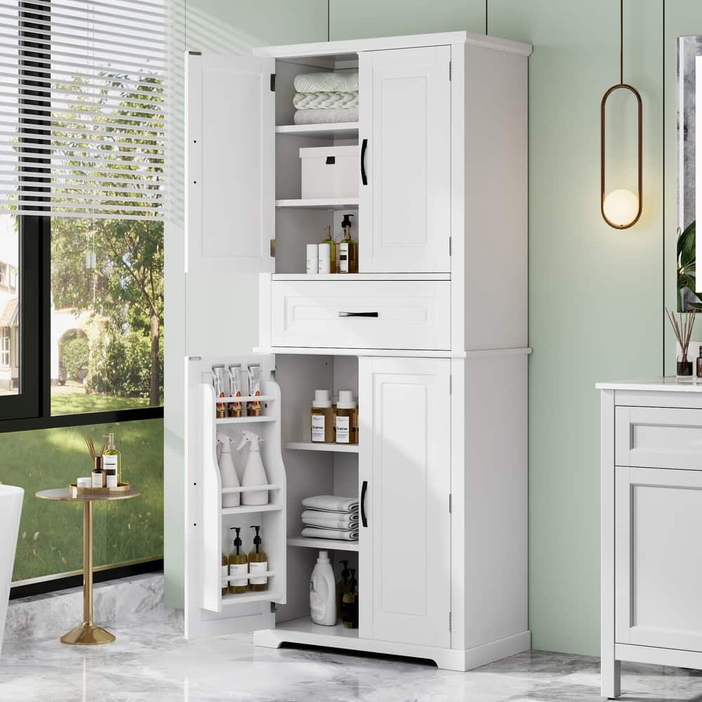 Christopher Knight Home - Whitmore Tall Bathroom Storage Cabinet with Adjustable Shelves and Multi-Functional Design