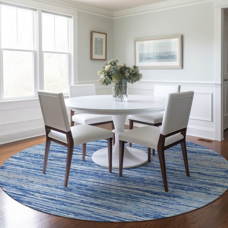 Machine Washable Indoor/ Outdoor Chantille Abstract Stripe Rug