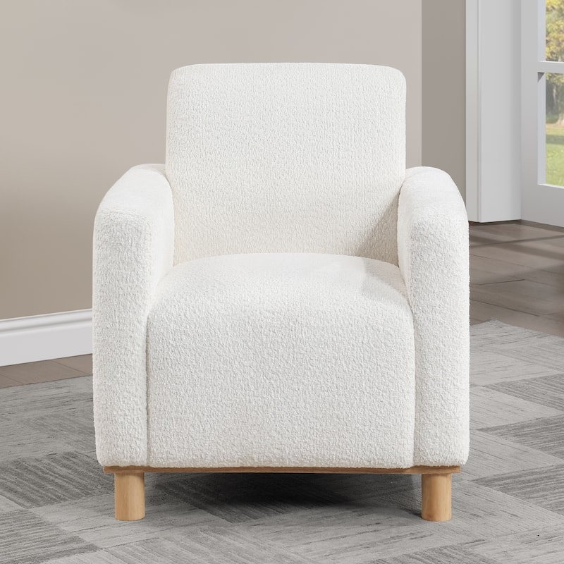 Moxee White Boucle Fabric Arm Chair by Greyson Living