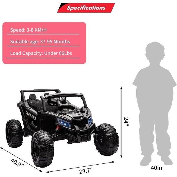 dimension image slide 1 of 3, 24V Battery Powered Ride on Car, with Remote, Spring Suspension