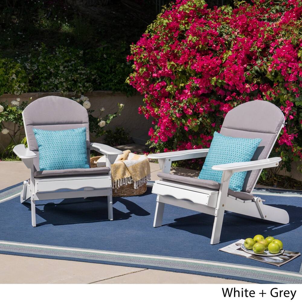 Malibu Outdoor Acacia Wood Folding Adirondack Chairs with Cushions (Set of 2) by Christopher Knight Home