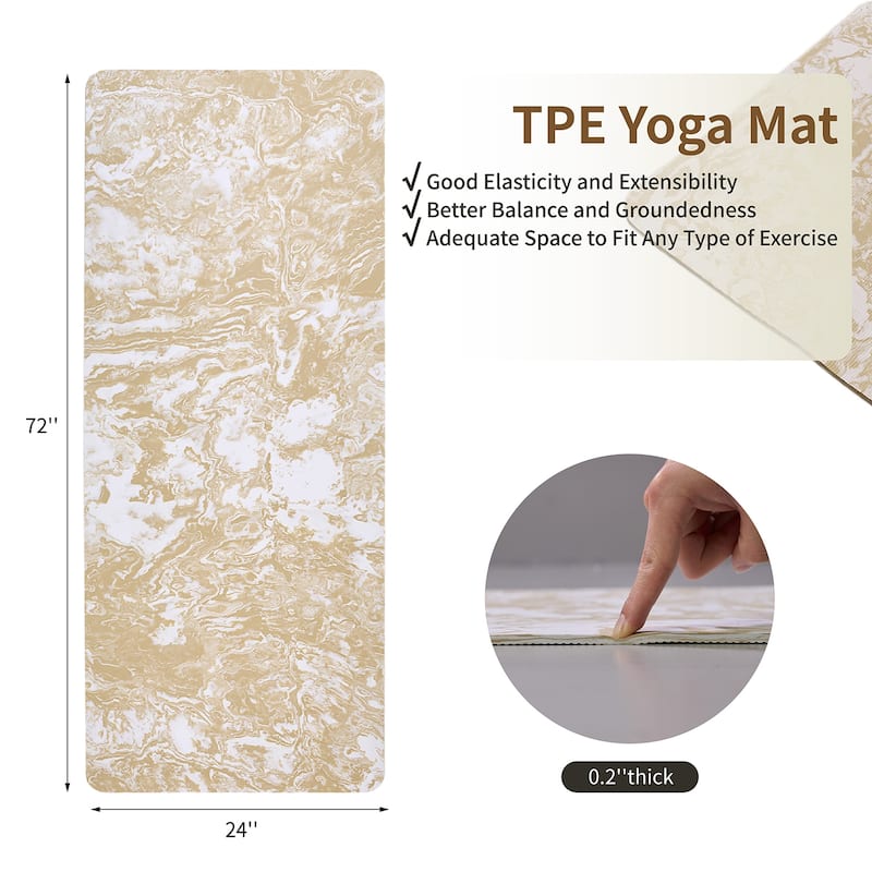72x24" Extra Thick TPE Yoga Mat,Non-Slip Professional for Pilates Home