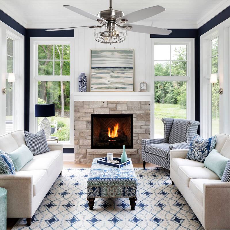 52 in. Indoor Chrome Downrod Ceiling Fan with Light and Remote Control