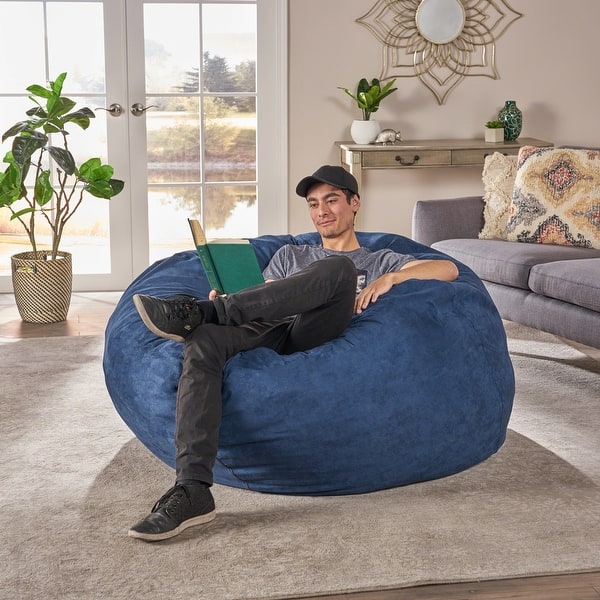 slide 1 of 65, Madison Faux Suede 5-foot Beanbag Chair by Christopher Knight Home Blue