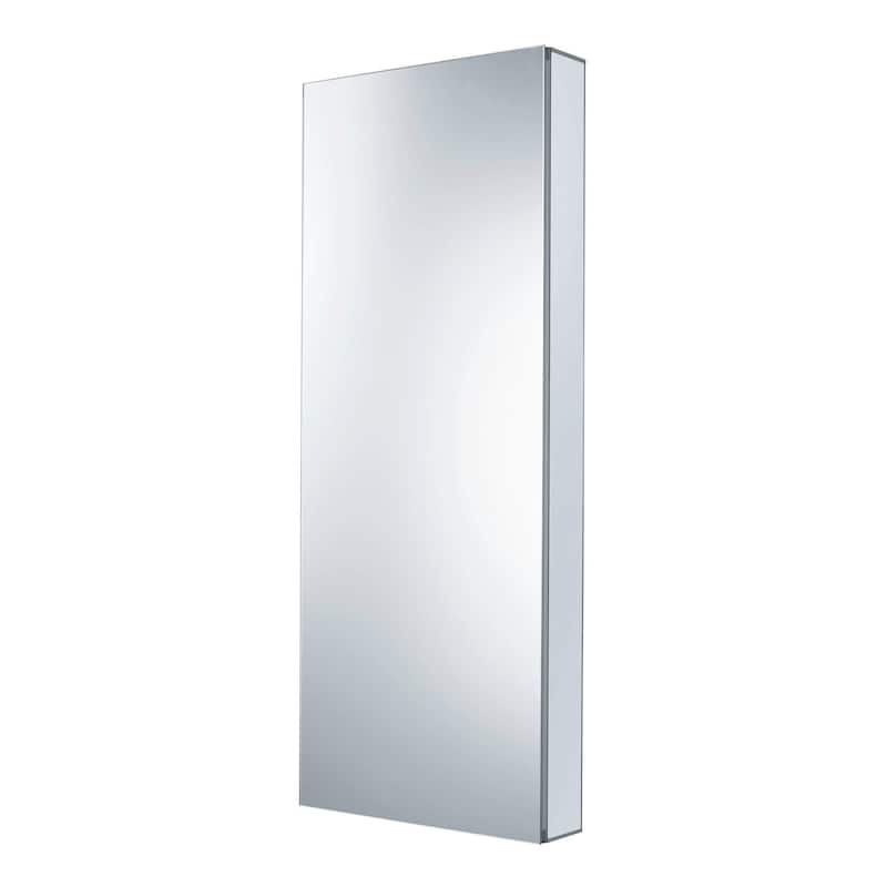 Bathroom Medicine Cabinet, Aluminum, Recessed/Surface Mount, Right/Left Hinged, Mirrored Interior - 15 X 40