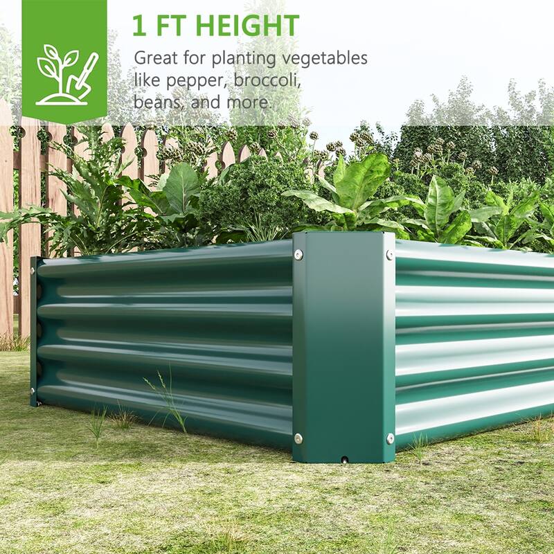 Outdoor Galvanized Metal Raised Garden Bed Kit - 6 x 3 x 1 ft