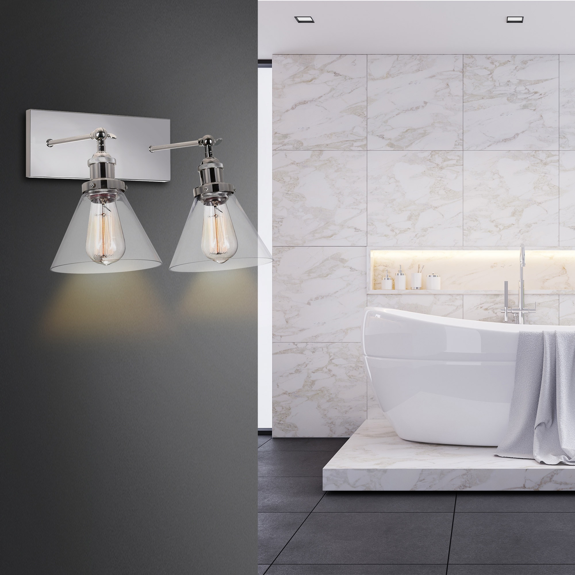 CWI Lighting Eustis 2 Light 15in Polished Nickel Wall Sconce - Polished Nickel
