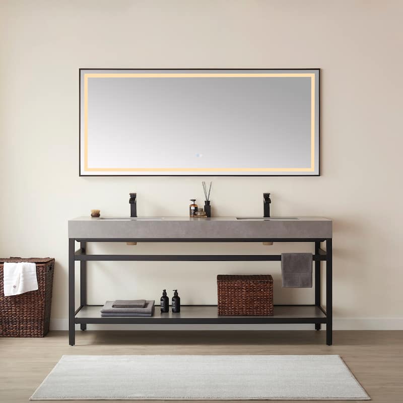 72" Rectangular LED Lighted Accent Bathroom/Vanity Wall Mirror - 72