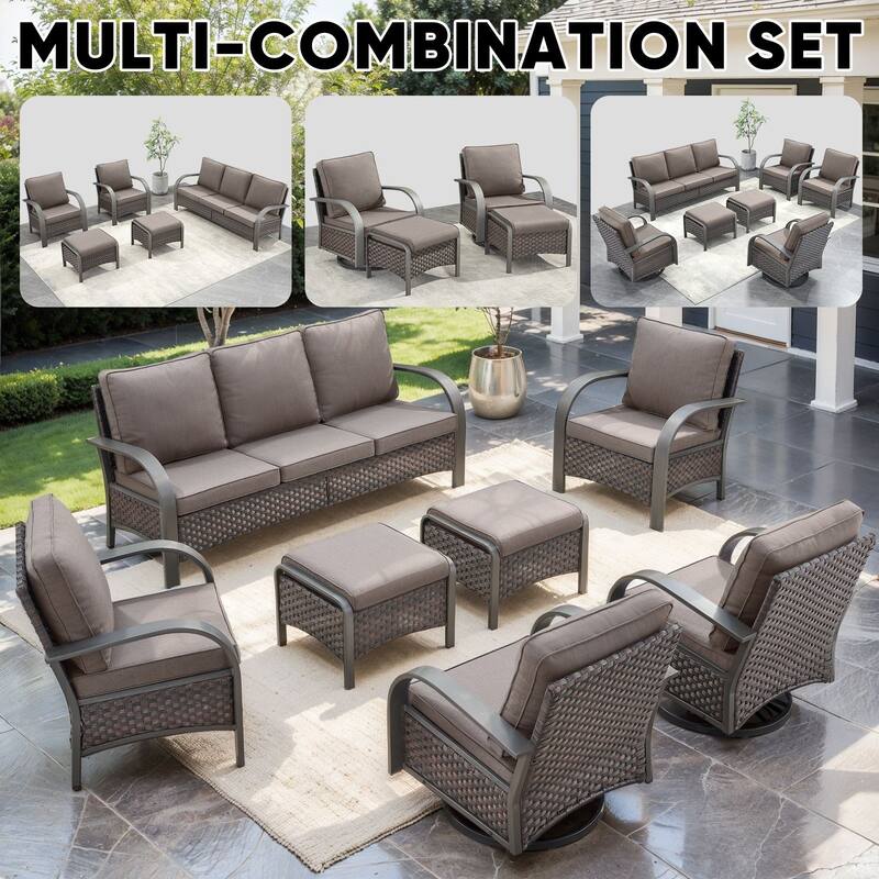 2 Pieces Outdoor Swivel Glider Chairs Set