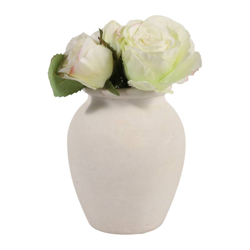Decorative Round Pottery Vase - Rustic Boho Flower Vase