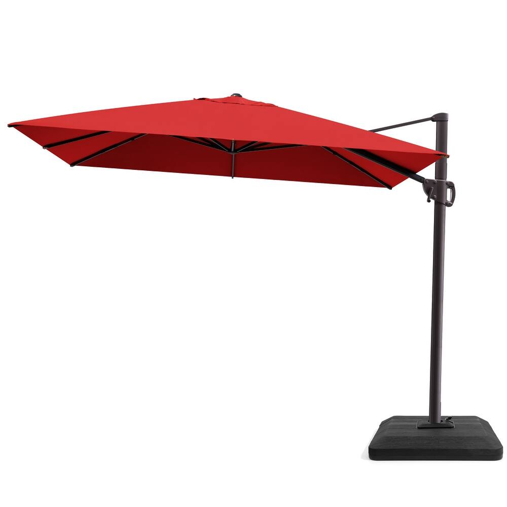 Outdoor 9 x 11 Ft Aluminum Cantilever Patio Umbrella 360 Degree Rotation with Weight Base