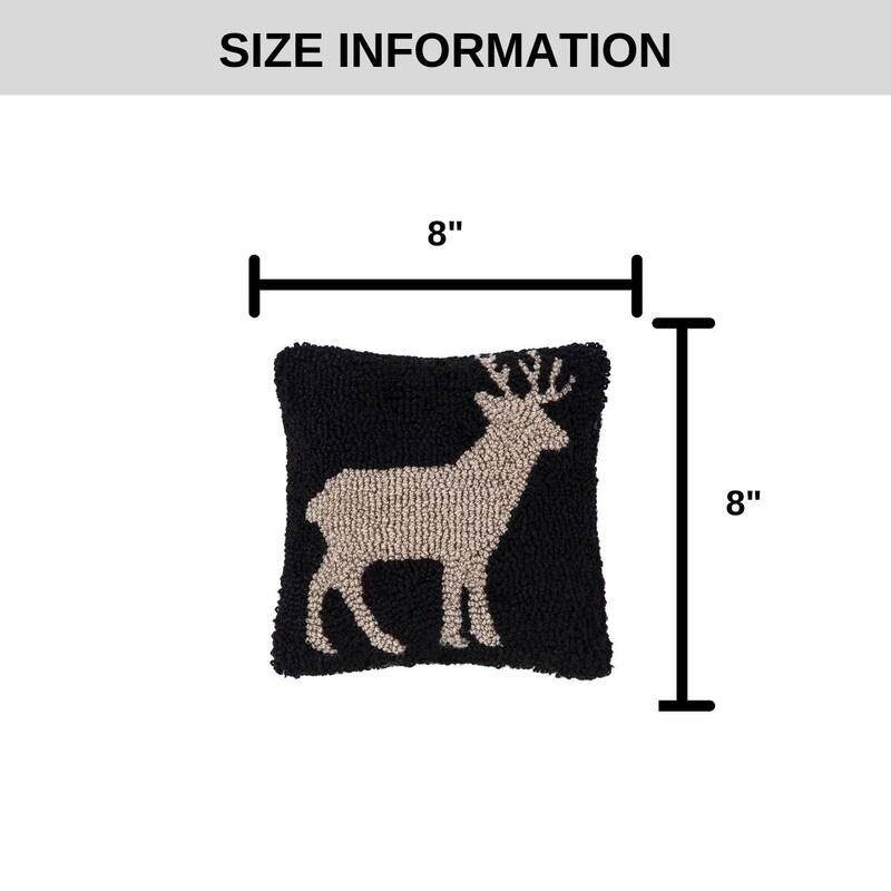 8" x 8" Deer Hooked Petite Throw Pillow
