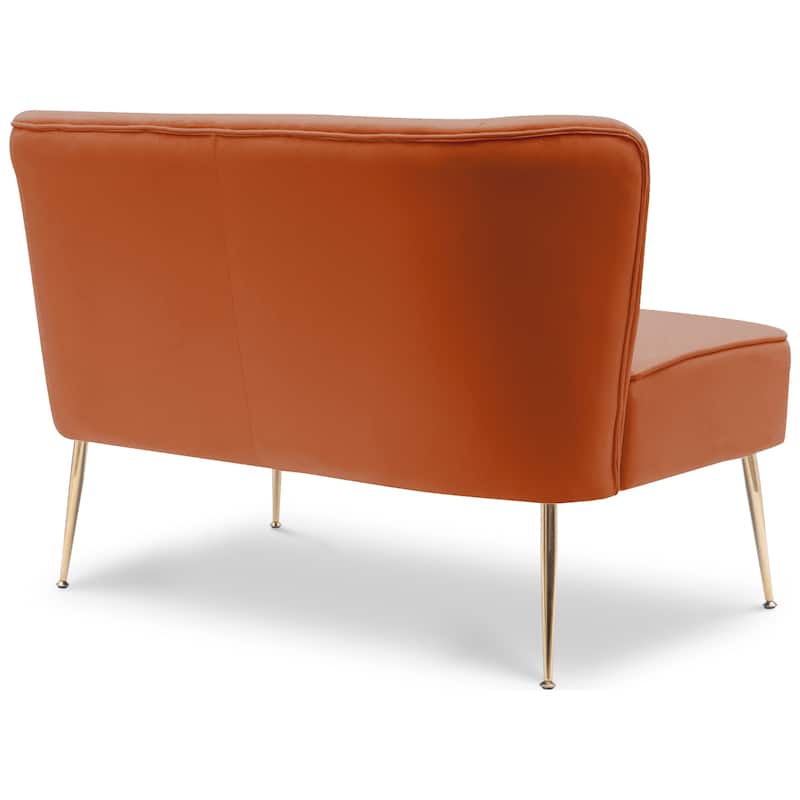 Farrah Upholstered Velvet Polyester 46" Wide Loveseat - Armless/ Scalloped Back