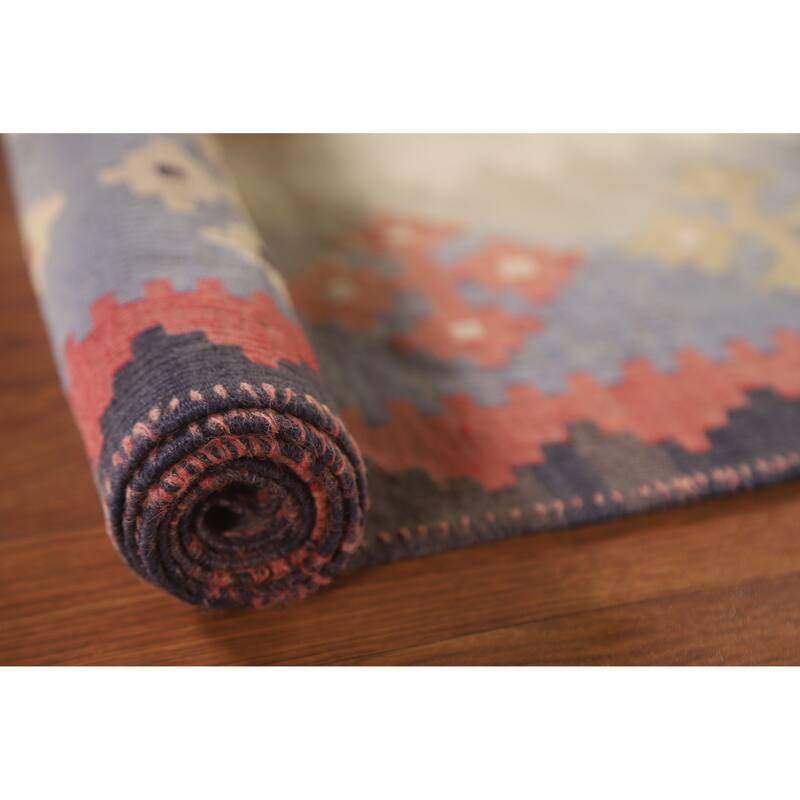 Tribal Kilim Qashqai Persian Vintage Area Rug Hand-Woven Wool Carpet - 4'6"x 7'8"
