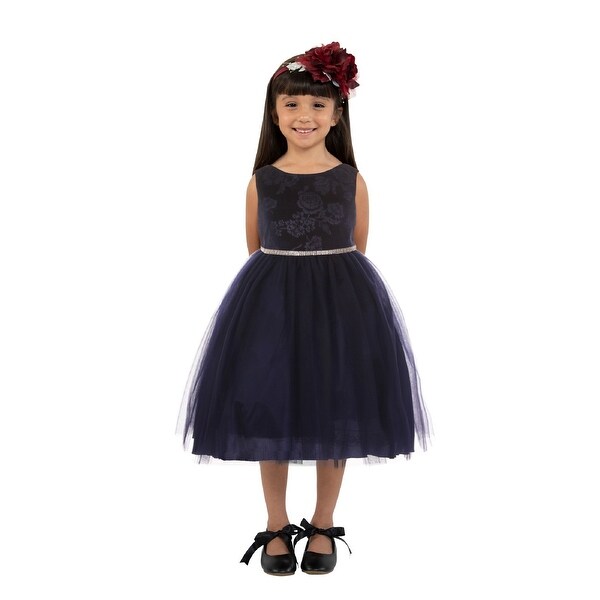 girls navy velvet dress