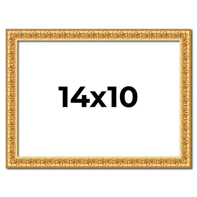 14x10 Frame Gold Real Wood Picture Frame Width 1 inches | Interior