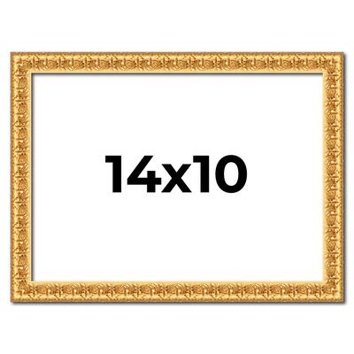 14x10 Frame Gold Real Wood Picture Frame Width 1 inches | Interior