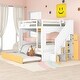 preview thumbnail 1 of 4, Full Bunk Bed with Trundle, Multiple Shelves, and Stairs, Ensuring Safety White+Yellow