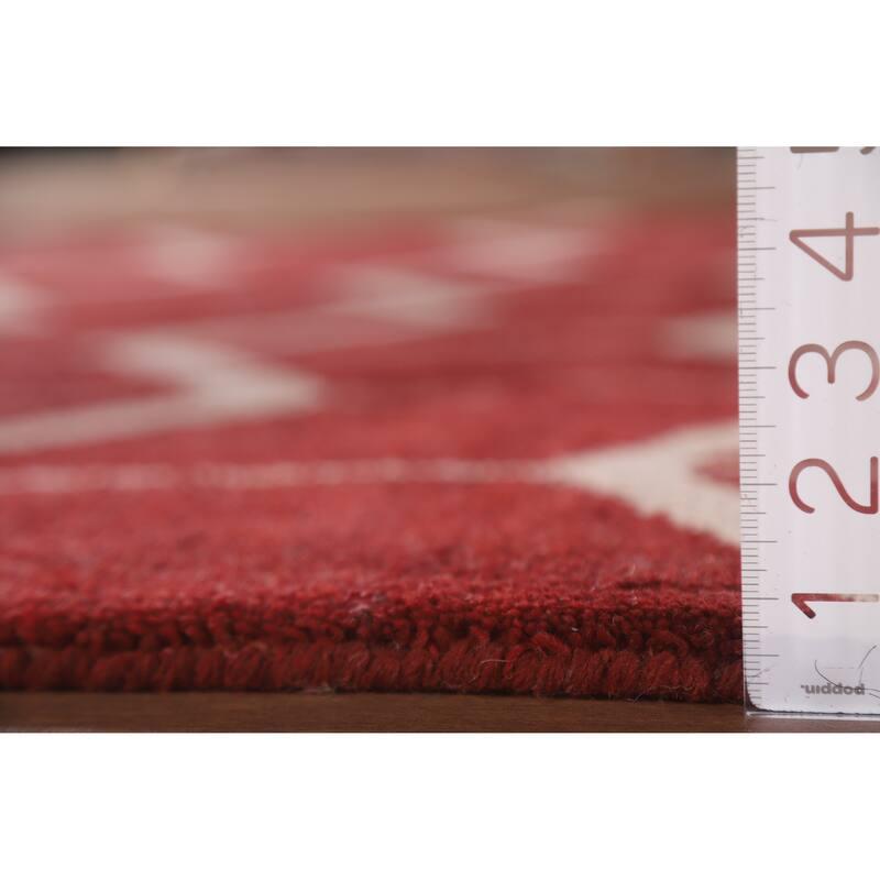 Hand Knotted Oriental 100% Wool Carpet Modern All-Over Red Gabbeh Area Rug - 7' 11'' X 5' 4''