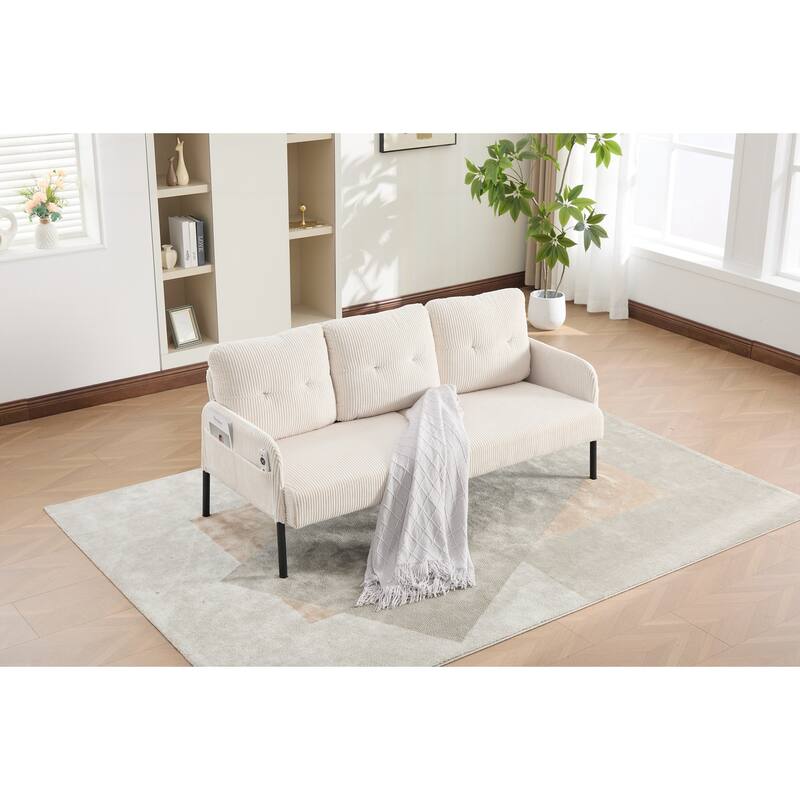 Oversized Loveseat, Modern & Plush Double-seater Sofa, Corduroy Upholstered Couch