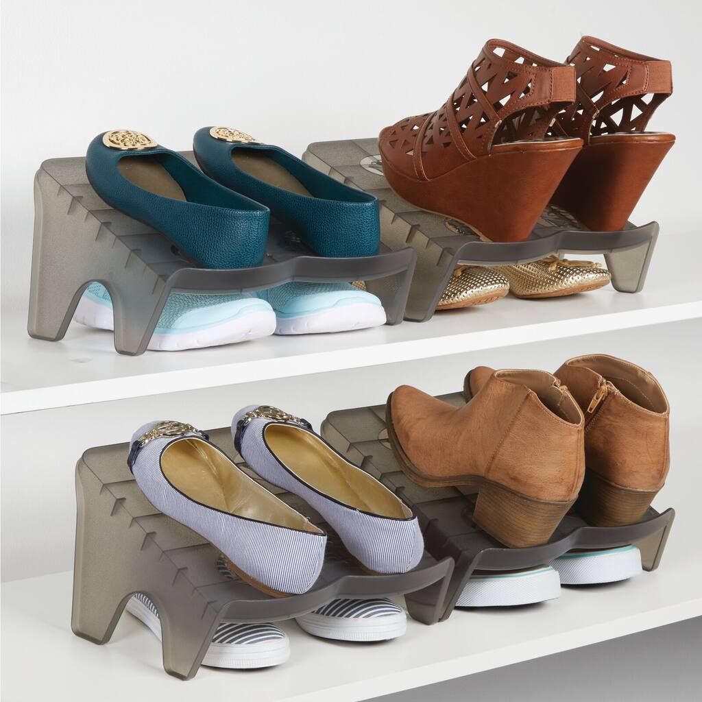 mDesign Plastic Double Shoe Slot Stacker, Space-Saver - 8 Pack - 9.9 X ...