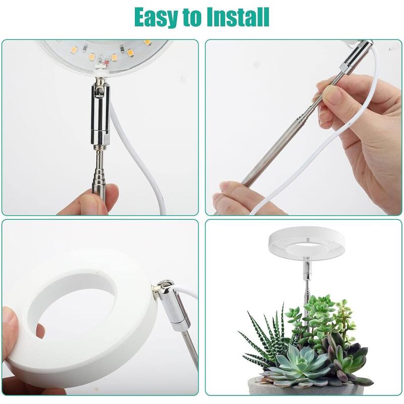 3.5in LED Retractable Full Spectrum Timed Plant Grow Light, 5W White