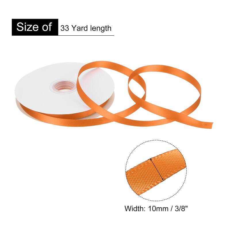 Satin Ribbon Grosgrain Valentine Solid Double Face Wedding Ribbon - Orange - 3/8" x 33 Yard