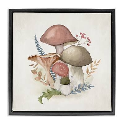 Stupell Pink Blooming Mushrooms Framed Floater Canvas Wall Art Design By Mollie B.