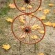 preview thumbnail 4 of 6, Glitzhome 33.75''H Fall Metal Bicycle Wheel Pumpkin Yard Stake or Hanging Decor (2 Functions)